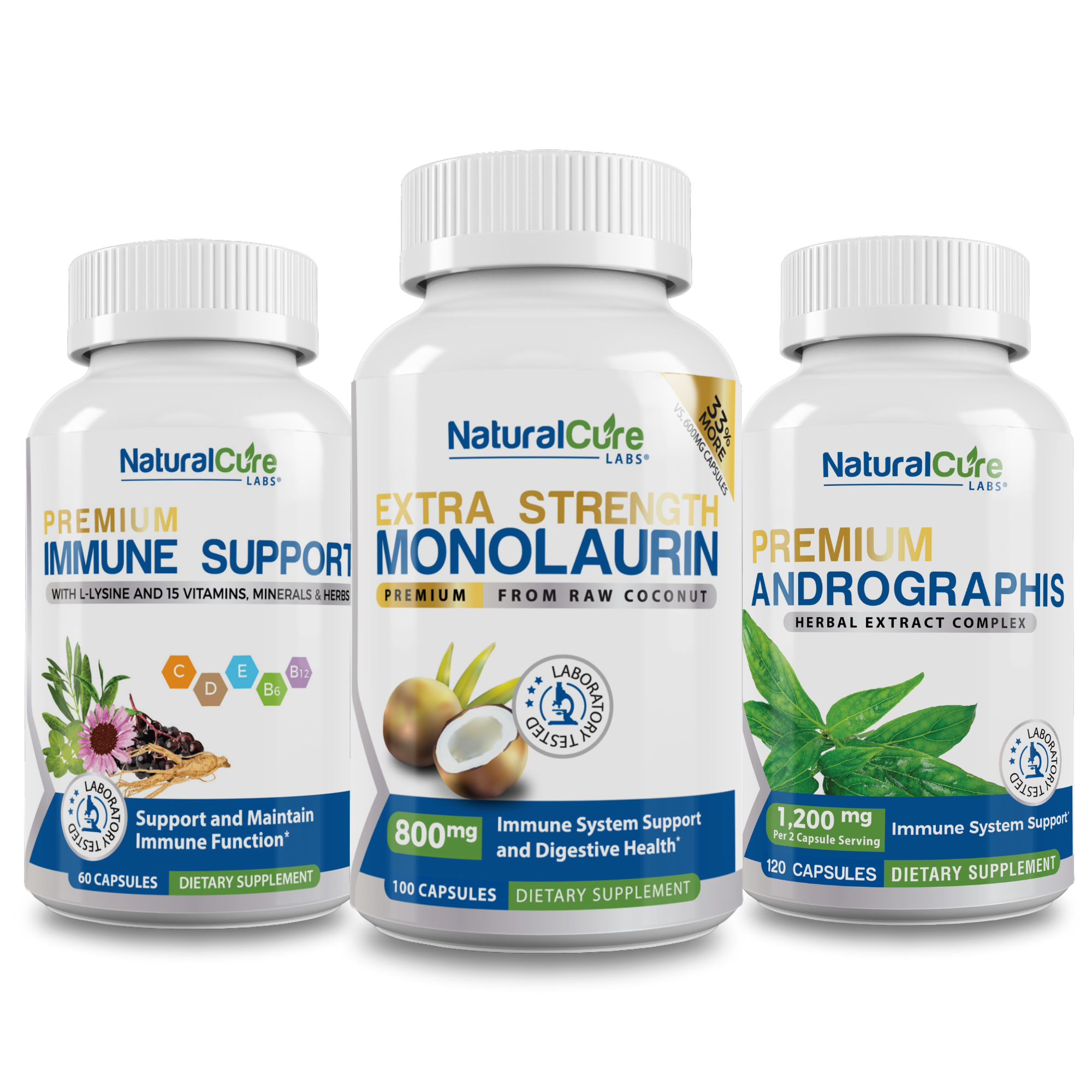 Natural Cure Labs Immune Defense Bundle with monolaurin and immune support supplements