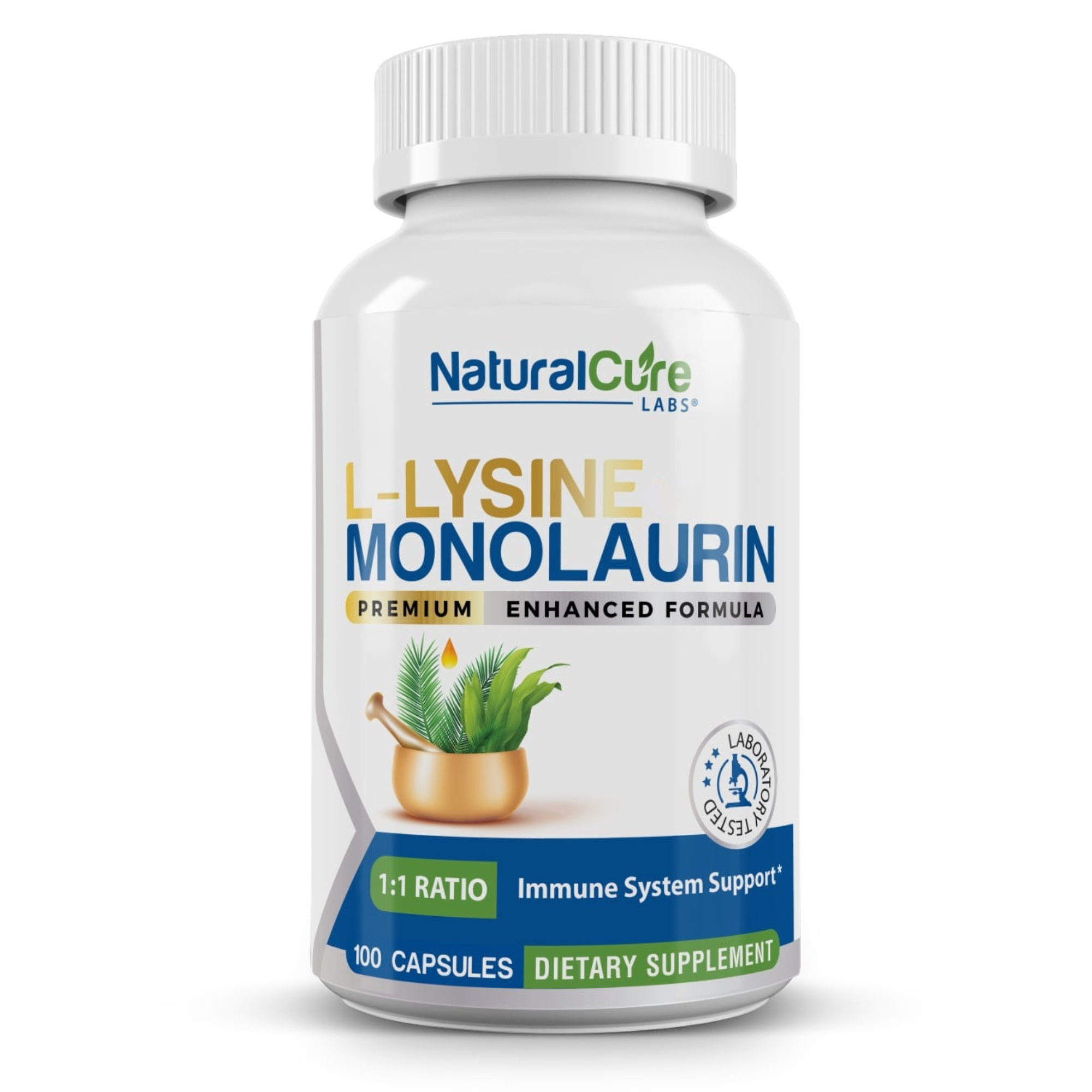 L-Lysine with Monolaurin 600mg bottle from Natural Cure Labs