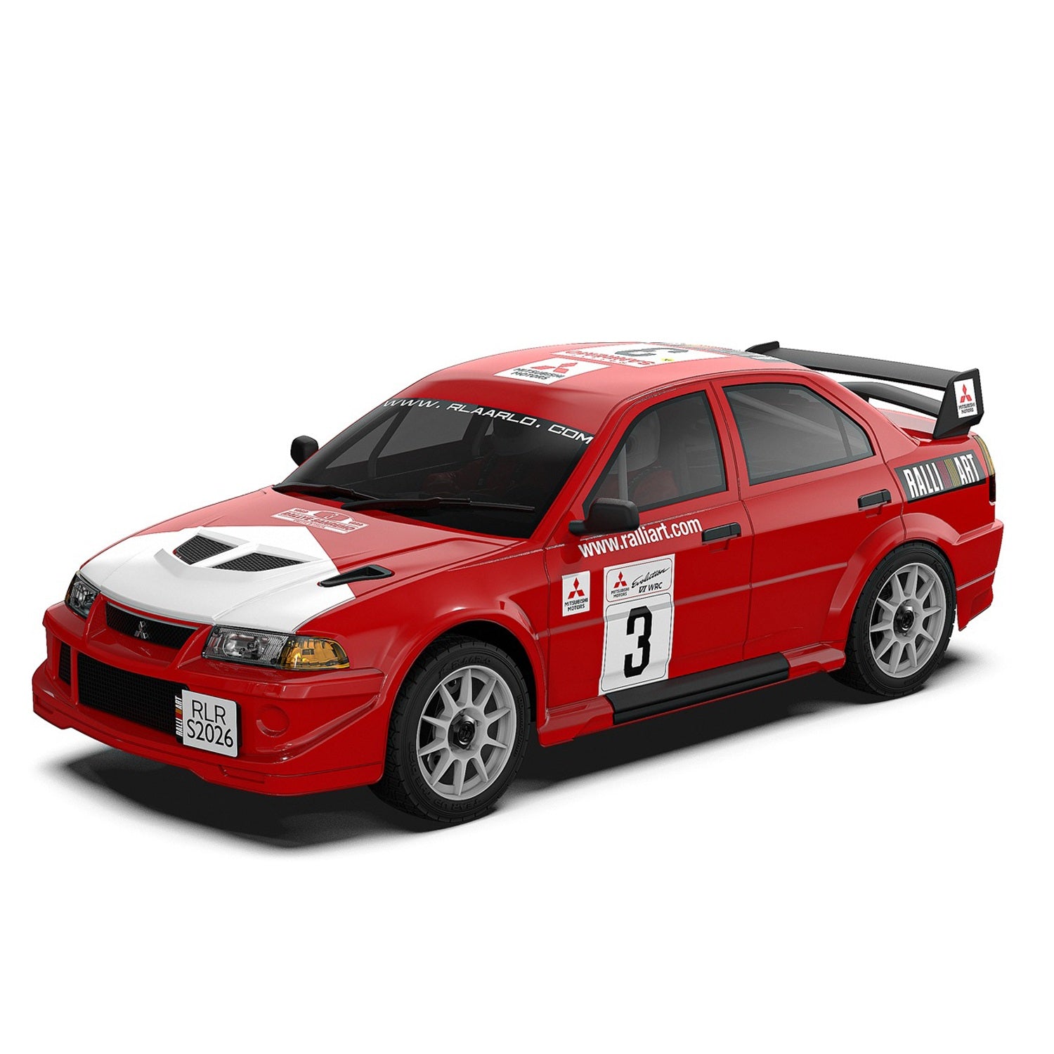 RLAARLO Mitsubishi EVO SLEVO-07 brushless RC rally car, front view